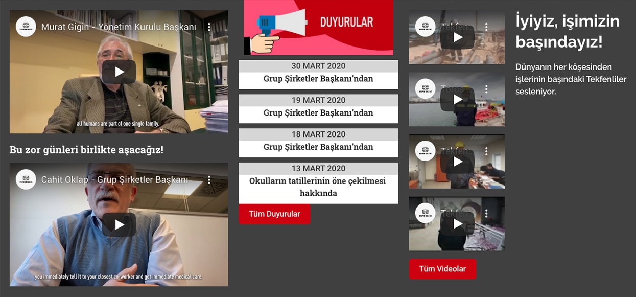 Tekfen Çalışanlarından Videolu Mesaj